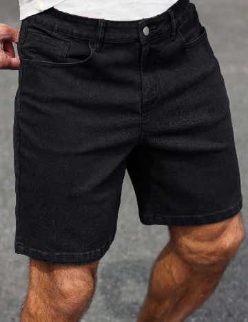 Pantaloni scurti SHEIN Plus Size Men, negru