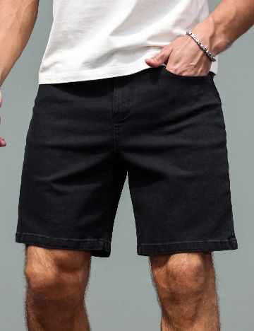 Pantaloni scurti SHEIN Plus Size Men, negru