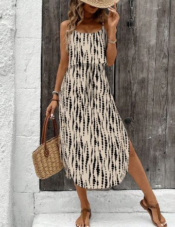 Rochie lunga SHEIN, crem/negru