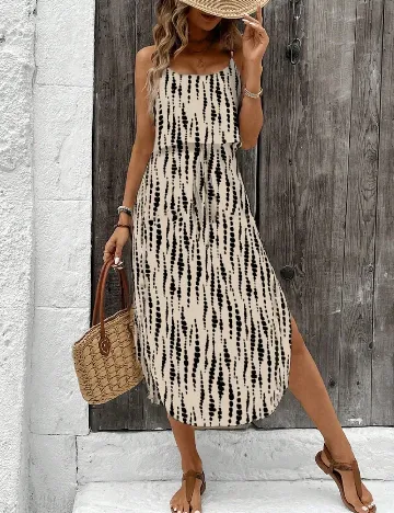 Rochie medie SHEIN, crem/negru