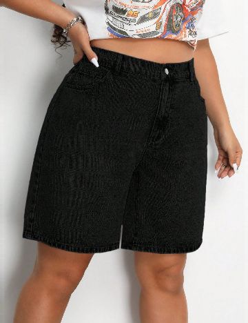 Pantaloni scurti SHEIN CURVE, negru