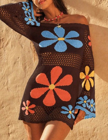 Rochie de plaja SHEIN, maro