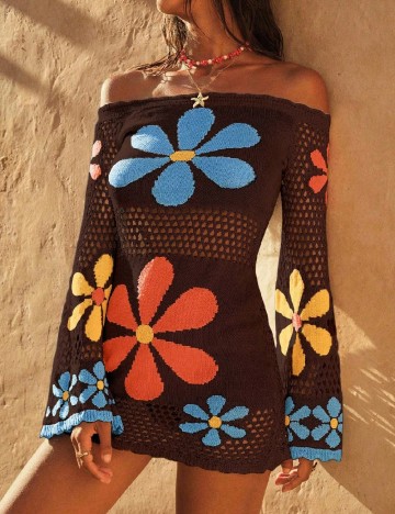 Rochie de plaja SHEIN, maro