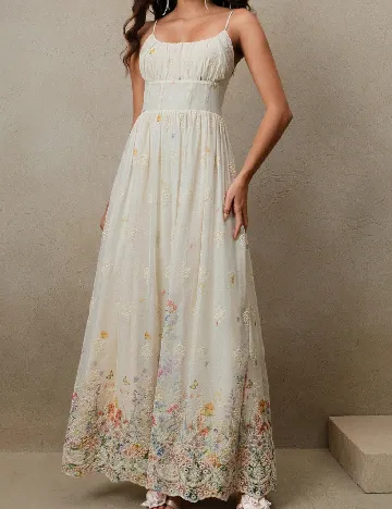 Rochie lunga Anewsta, crem