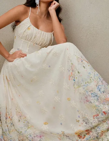 Rochie lunga Anewsta, crem