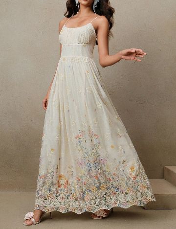 Rochie lunga Anewsta, crem