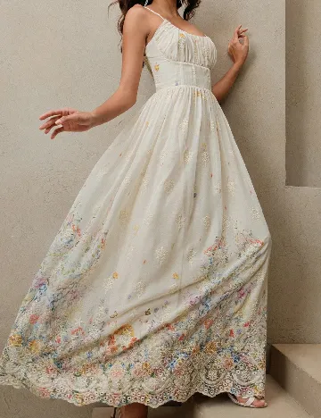 Rochie lunga Anewsta, crem