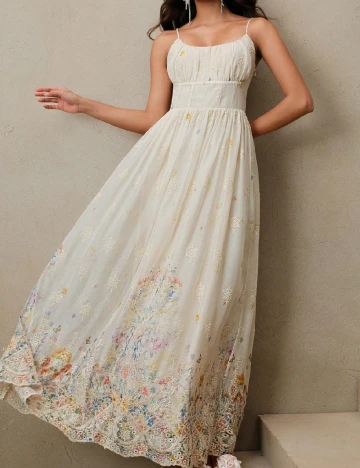 Rochie lunga Anewsta, crem