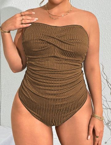 Costum de baie SHEIN CURVE, maro