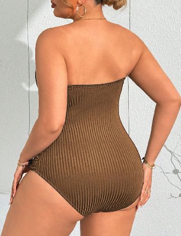 Costum de baie SHEIN CURVE, maro