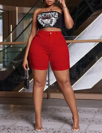 Pantaloni scurti SHEIN CURVE, rosu