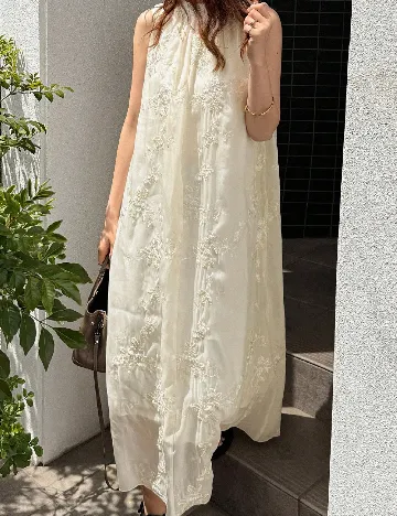 Rochie lunga Friful, crem