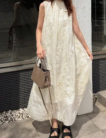 Rochie lunga Friful, crem