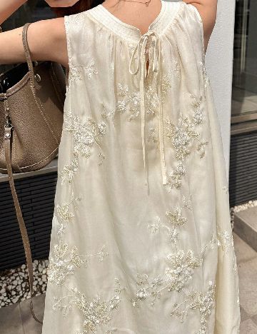 Rochie lunga Friful, crem