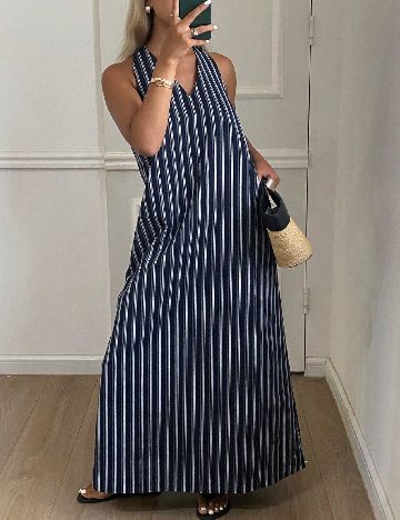 Rochie lunga Dazy, bleumarin