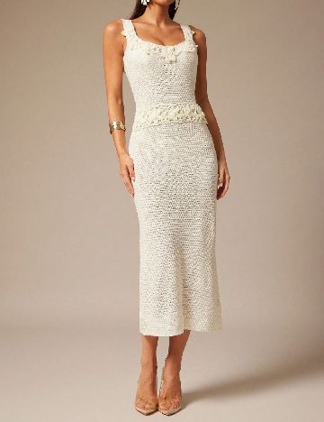 Rochie medie Silquee, ecru