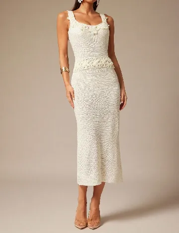 Rochie medie Silquee, ecru