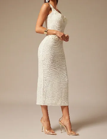 Rochie medie Silquee, ecru