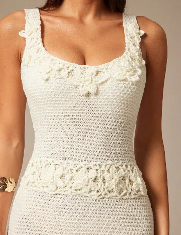 Rochie medie Silquee, ecru