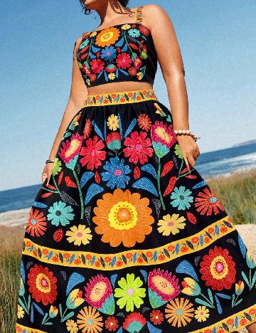 Compleu SHEIN CURVE, floral print