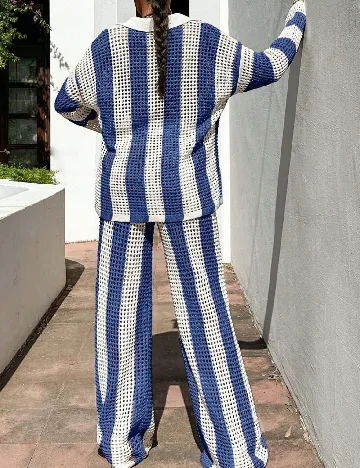 Compleu De Plaja SHEIN, alb/albastru