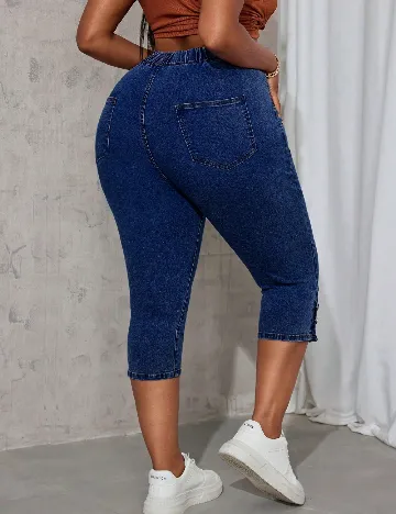 Pantaloni trei sferturi SHEIN CURVE, albastru