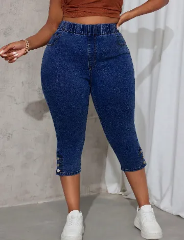 Pantaloni trei sferturi SHEIN CURVE, albastru