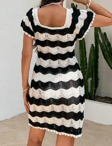 Rochie de plaja SHEIN, negru/alb