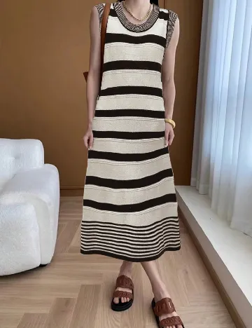 Rochie lunga SHEIN, alb/negru