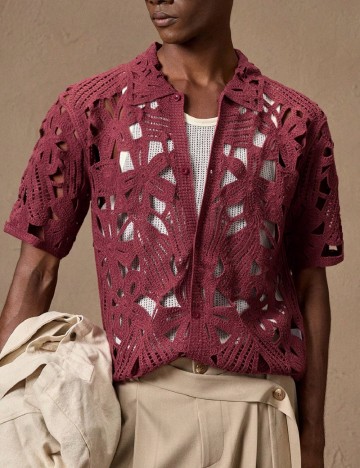 Set camasi 2 bucati SHEIN, crem/visiniu