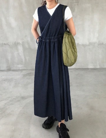 Rochie lunga Friful, bleumarin