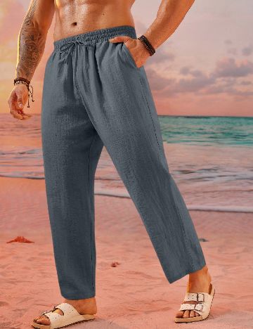 Pantaloni SHEIN Plus Size Men, gri inchis