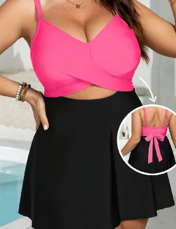 Costum de baie SHEIN CURVE, negru/roz