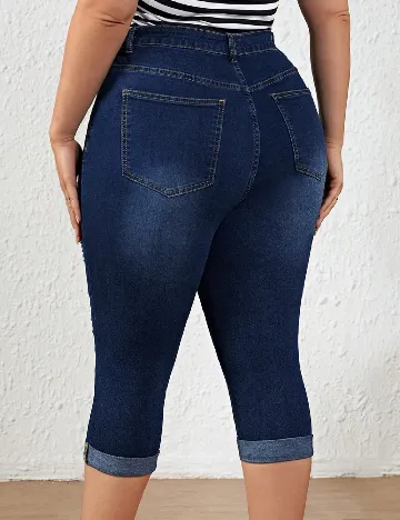 Pantaloni trei sferturi SHEIN CURVE, albastru