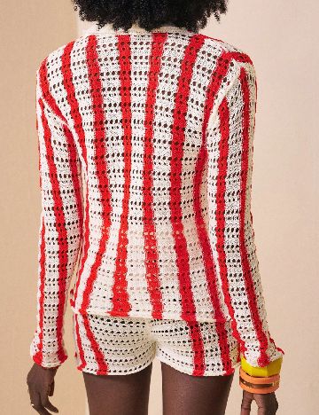 Compleu De Plaja SHEIN, alb/rosu