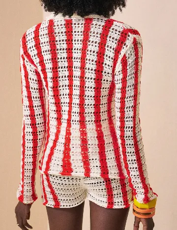 Compleu De Plaja SHEIN, alb/rosu