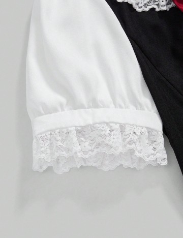 Compleu Romwe Plus Size, negru/alb
