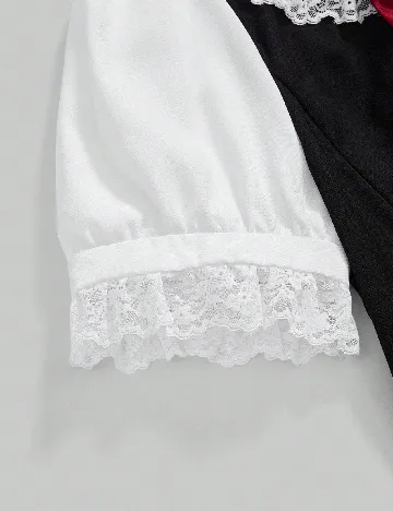 Compleu Romwe Plus Size, negru/alb