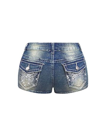 Pantaloni scurti Romwe Plus Size, albastru