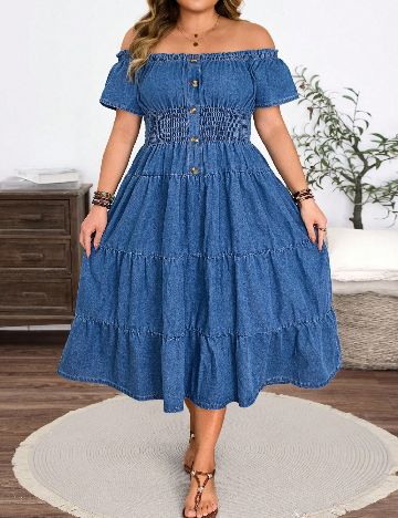 Rochie medie SHEIN CURVE, albastru