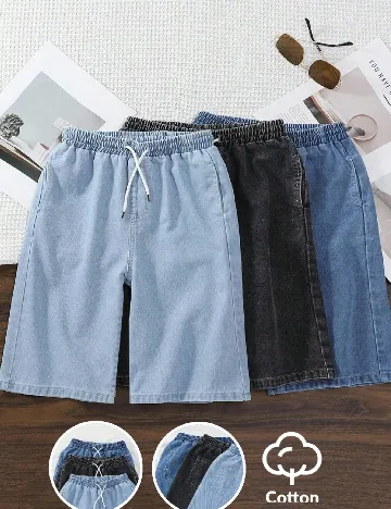 Set Pantaloni scurti 3 perechi Shein Kids, mix culori