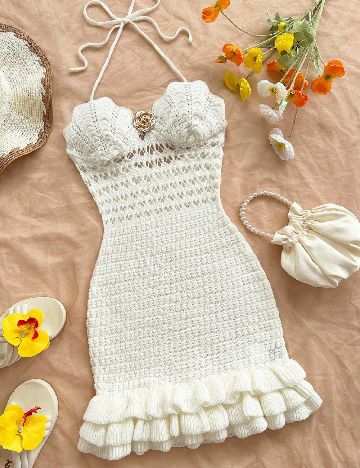 Rochie de plaja SHEIN, ecru