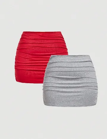 Set Fuste 2 bucati SHEIN CURVE, rosu/gri