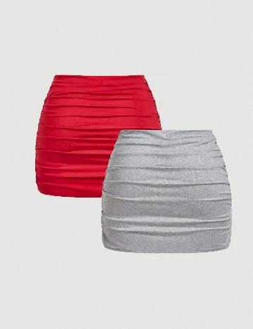 Set Fuste 2 bucati SHEIN CURVE, rosu/gri