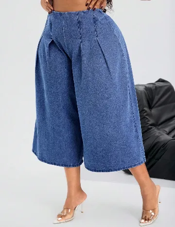 Pantaloni trei sferturi SHEIN CURVE, albastru