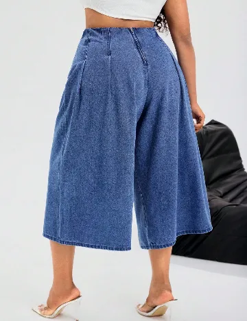 Pantaloni trei sferturi SHEIN CURVE, albastru