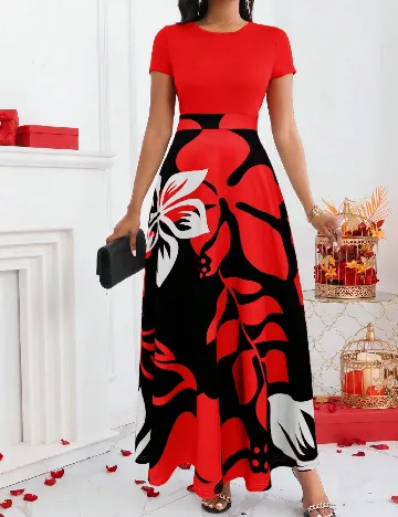 Rochie lunga SHEIN, rosu/negru