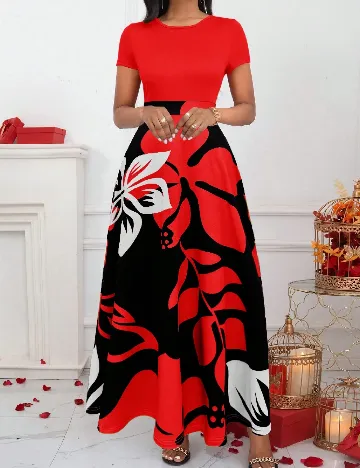 Rochie lunga SHEIN, rosu/negru