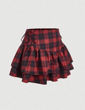 Fusta SHEIN CURVE, rosu/negru