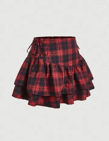 Fusta SHEIN CURVE, rosu/negru